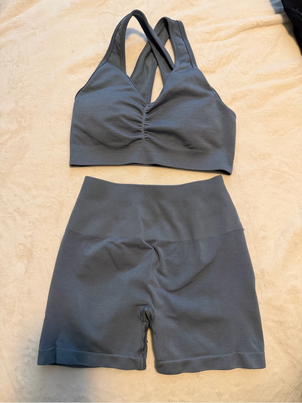 Alphalete Women's Athletic Shorts and Sports Bra Set - Still Water (XS/S)